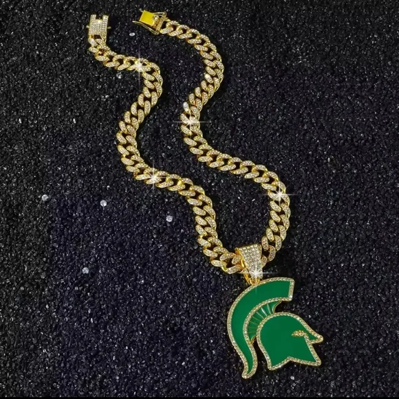 Michigan State Spartans Iced Style Chain Necklace 20 Or 24 Choose 1